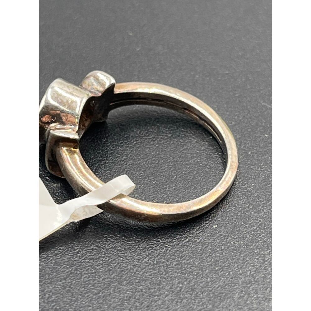 Designer Signed Sterling Silver Round Bezel Set Citrine Ring Sz 7.25 - Picture 7 of 12